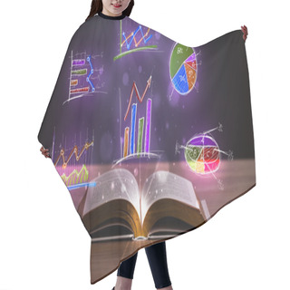 Personality  Book On Wooden Deck With Glowing Graph Illustrations Hair Cutting Cape