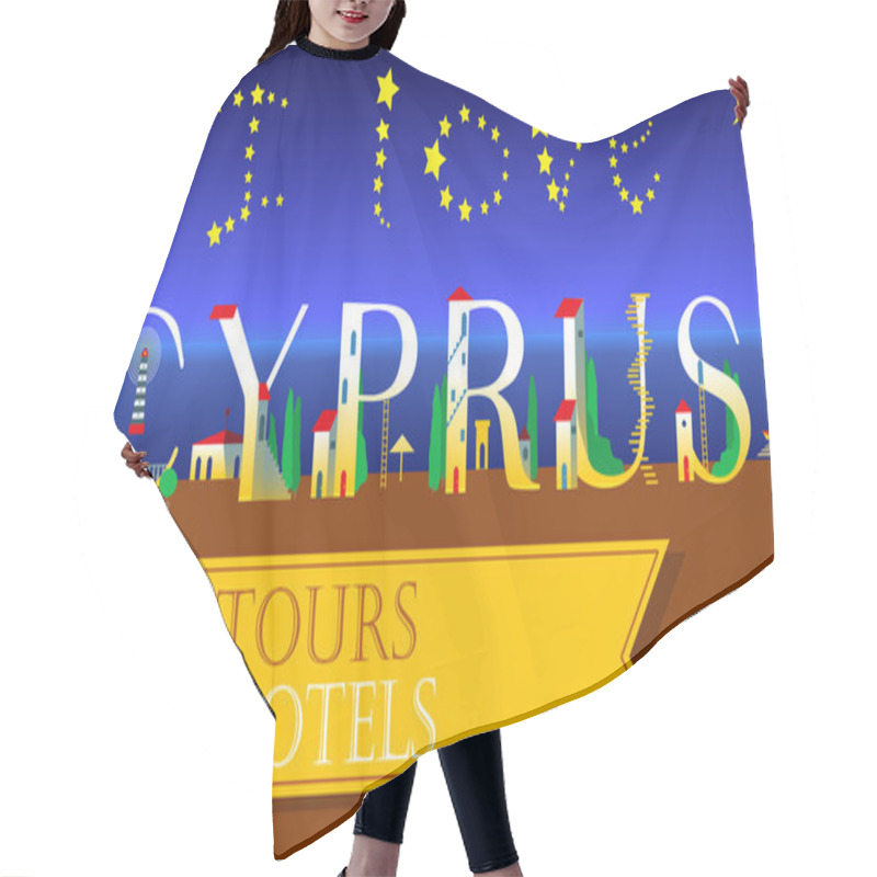 Personality  I Love Cyprus Insсription. Holiday Houses Font Hair Cutting Cape