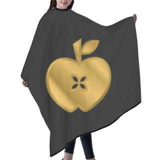 Personality  Apple Heart Gold Plated Metalic Icon Or Logo Vector Hair Cutting Cape