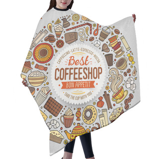 Personality  Set Of Coffee Cartoon Doodle Objects, Symbols And Items Hair Cutting Cape