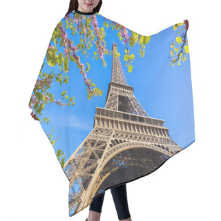 Personality  Eiffel Tower With Spring Tree In Paris, France Hair Cutting Cape