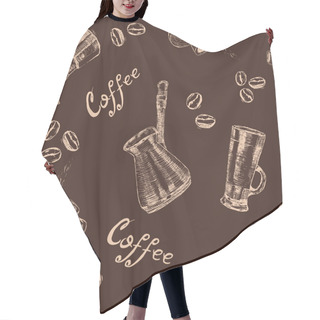 Personality  Seamless Pattern With Hand Drawn Coffee Elements Hair Cutting Cape