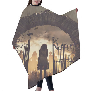 Personality  Ghost Girl At The Gate,3d Illustration For Book Cover,vertical Hair Cutting Cape
