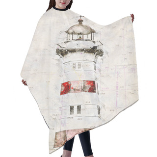 Personality  Digital Artistic Sketch Of A Lighthouse In Malmoe In Sweden Hair Cutting Cape
