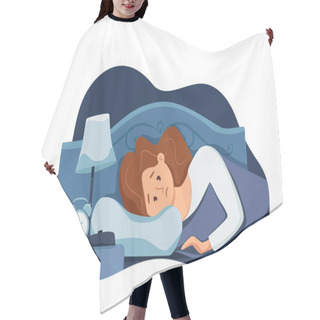 Personality  Sleepy Awake Woman In Bed Suffers From Insomnia. Vector Illustration Hair Cutting Cape