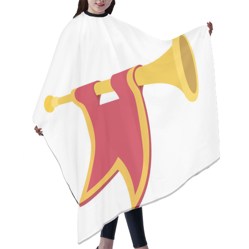 Personality  Trumpet With Red Flag Cartoon Hair Cutting Cape