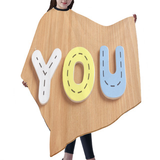 Personality  YOU, Spell By Woody Puzzle Letters With Woody Background Hair Cutting Cape