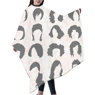 Personality  Vector Set: Woman's Hair Style Silhouettes Hair Cutting Cape