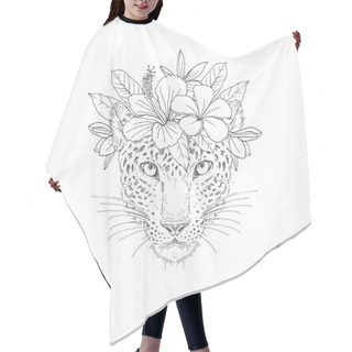 Personality  Cheetah With Floral Wreath Hand Drawn Sketch Hair Cutting Cape