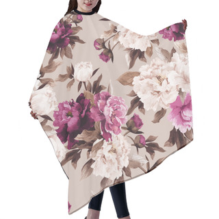 Personality  Floral Pattern With Peony Hair Cutting Cape