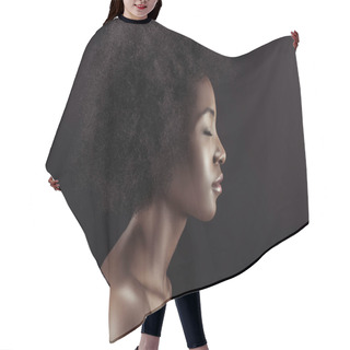 Personality   Profile Of Attractive African American Woman Isolated On Black Hair Cutting Cape