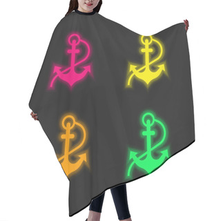 Personality  Anchor Four Color Glowing Neon Vector Icon Hair Cutting Cape