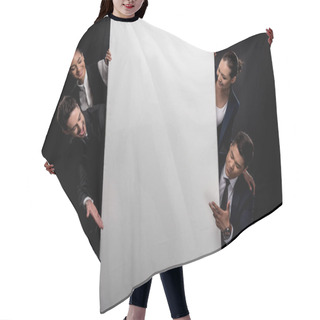 Personality  Business People With Blank Billboard  Hair Cutting Cape