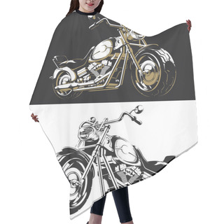 Personality  Silhouette Retro Motorcycle Chopper Isolated Vector Hair Cutting Cape