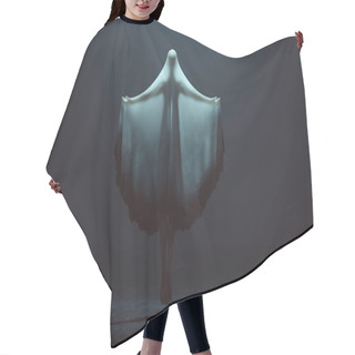 Personality  Floating Evil Spirit Ghost With Arms Out And Glowing Eyes In A Death Shroud In A Foggy Void Back View 3d Illustration 3d Rendering Hair Cutting Cape