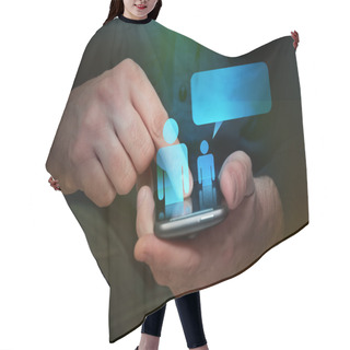 Personality  Man Using A Smartphone Hair Cutting Cape