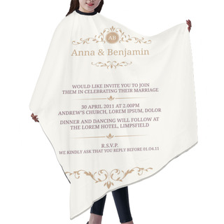 Personality  Wedding Invitation With Monogram Hair Cutting Cape