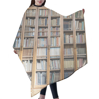 Personality  Bookshelves With Plenty Of Old Books Hair Cutting Cape