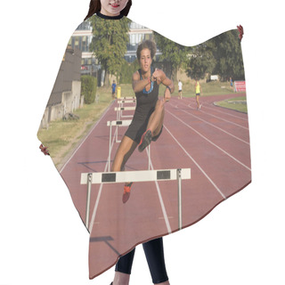 Personality  Girl Who Trains In The Race For Obstacles. Hurdling Hair Cutting Cape