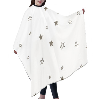 Personality  Seamless Background With Christmas Golden Stars, Isolated On White Hair Cutting Cape