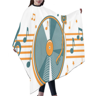 Personality  Musical Melody - Color Vinyl  Turntable And Notes Hair Cutting Cape