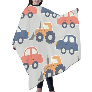 Personality  Childish Seamles Pattern With Cars And Tractors.vector Illustration Hair Cutting Cape