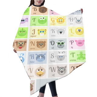 Personality  Alphabet From A To Z With Funny Animals In Cartoon Style. Hair Cutting Cape