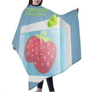 Personality  Vector Illustration Of Strawberries In Packaged. Organic Food Concept. Hair Cutting Cape