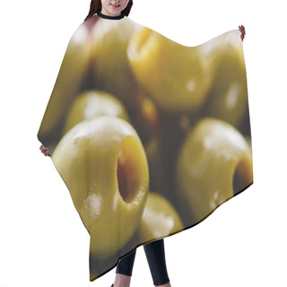 Personality  Close Up View Of Tasty Green Pitted Olives Hair Cutting Cape
