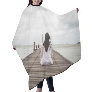 Personality  Meditation By Young Women Hair Cutting Cape
