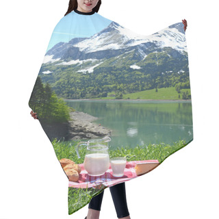 Personality  Milk, Cheese And Bread Served At A Picnic In An Alpine Meadow, S Hair Cutting Cape