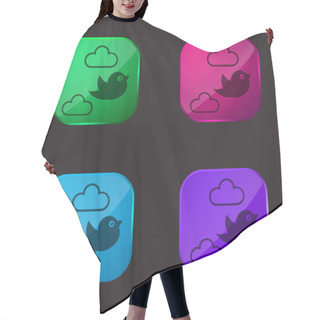 Personality  Bird Flying Between Clouds Four Color Glass Button Icon Hair Cutting Cape