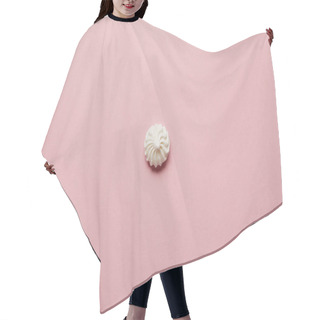 Personality  Top View Of Small White Meringue In Center On Pink Background Hair Cutting Cape