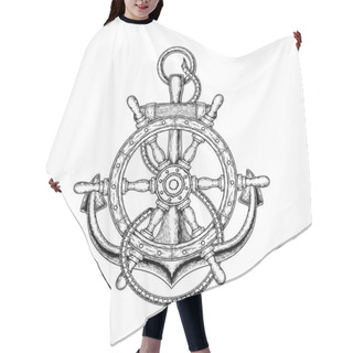 Personality  Illustration Of Nautical Steering Wheel And Anchor Hair Cutting Cape