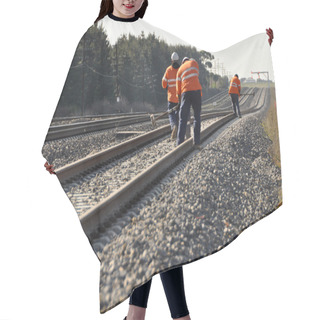 Personality  Track Workers Working On Rail Hair Cutting Cape