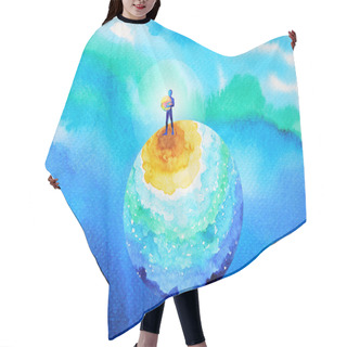Personality  Human And Spirit Powerful Energy Connect To The Universe Power Watercolor Painting Hair Cutting Cape