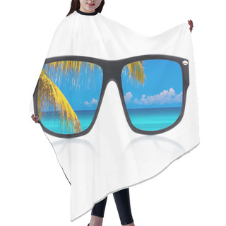 Personality  Sunglasses With Reflections Of A Tropical Beach Hair Cutting Cape