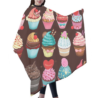 Personality  Vintage Cupcake Poster Set Design Hair Cutting Cape