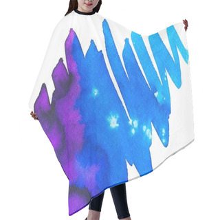 Personality  Abstract Painting With Bright Blue And Purple Brush Strokes On White Hair Cutting Cape
