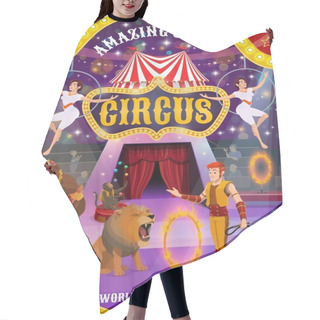 Personality  Circus Show With Animals, Trainer And Air Acrobats Hair Cutting Cape