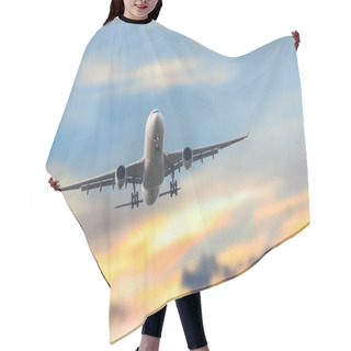 Personality  Passenger Business Airplane Take Off And Flying In Sky Sunset, U Hair Cutting Cape