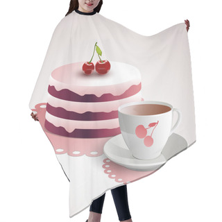 Personality  Cup Of Coffee With A Cherry Cake Hair Cutting Cape