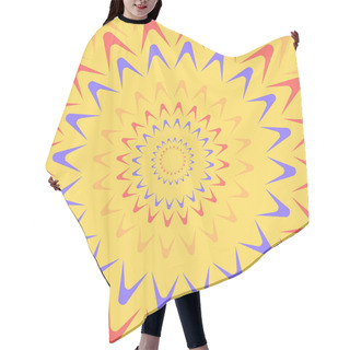 Personality  Circular And Ascending Abstract Flower In Yellow, Orange, Red And Violet Colors. Hair Cutting Cape