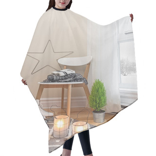 Personality  Cozy Winter Composition In A Room Hair Cutting Cape