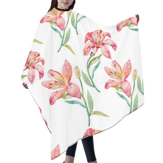 Personality  Seamless Vector Floral Pattern. Lilies Flowers Hair Cutting Cape