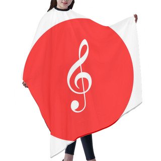 Personality  Music Violin Clef Sign. G-clef. Treble Clef. White Icon On Red Circle. Hair Cutting Cape