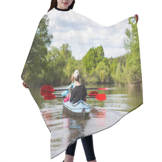 Personality  Young People Are Kayaking On A River In Beautiful Nature Hair Cutting Cape