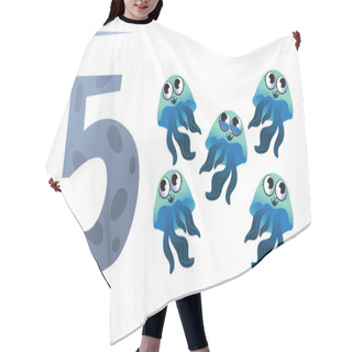 Personality  Collection Number For Kids: Sea Animals - Number 5, Jellyfish. V Hair Cutting Cape