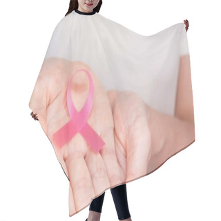 Personality  World Breast Cancer Day Concept,health Care - Woman Wore White T-shirt,Pink Ribbon For Breast Cancer Awareness, Symbolic Bow Color Raising Awareness On People Living With Women's Breast Tumor Illness Hair Cutting Cape