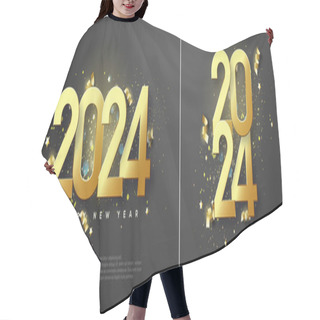 Personality  Elegant Design Happy New Year 2024. Illustration Of Gold Numbers With Luxurious And Shiny Gold Glitter. Premium Vector Design For Greetings And Celebration Of Happy New Year 2024. Hair Cutting Cape